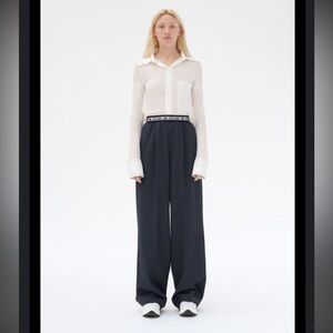 CELINE GREY WOOL FLANNEL TROUSERS